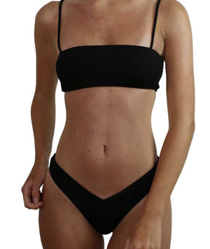 Julie Bikini Bottom Ribbed Black Size L