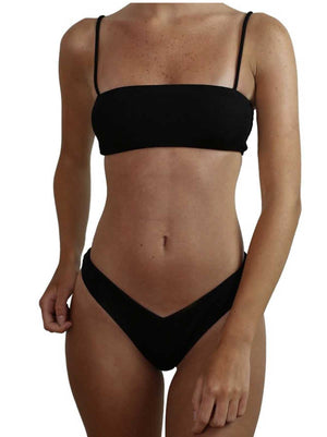 Laura Bikini Top Ribbed Black Size L